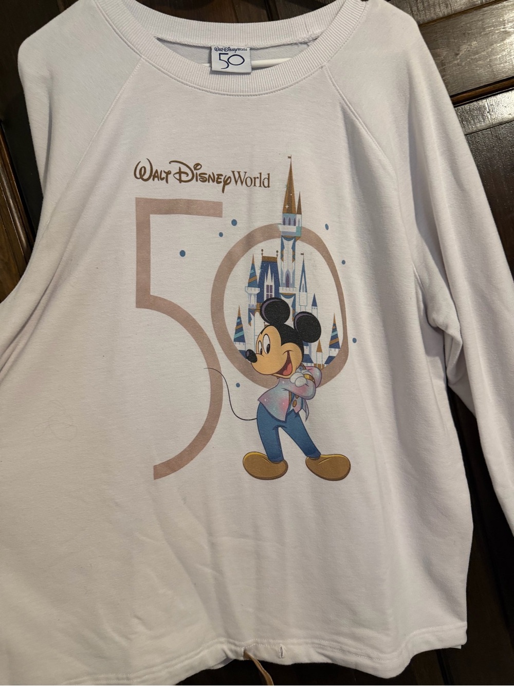Disney White 50th Anniversary Mickey Castle Sweatshirt
